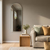 C&F Creation Svelte Alba Arched Full Length Mirror 160x60cm wall mounted in NZ living room with natural light