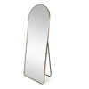 C&F Creation Svelte Aurelia Arched Full Length Mirror 160x60cm freestanding with stand front view on white background showing gold frame
