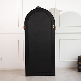 Back view of the Titan X arched full-length mirror showing its reinforced aluminium back frame and upgraded dual hook mounting system. Designed for secure wall installation, this structure enhances stability and durability while keeping a sleek modern aesthetic for stylish New Zealand interiors.