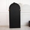 Back view of the Titan X Alba arched full-length mirror's mounting system: reinforced aluminium back frame with two keyhole brackets. Same construction as the Titan X, shown here in black.