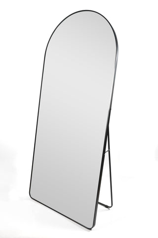 Front view of the Titan Arched Full-Length Mirror, showcasing its ultra-clear and high-definition reflective surface.