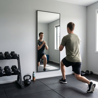 C&F Creation Zenith X Rectangular Full Length Mirror 180x80cm wall mounted in home gym for full body reflection