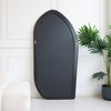 Cascade X irregular frameless full-length mirror rear view showing matte black backing and brass keyhole wall hanging brackets, C&F Creation